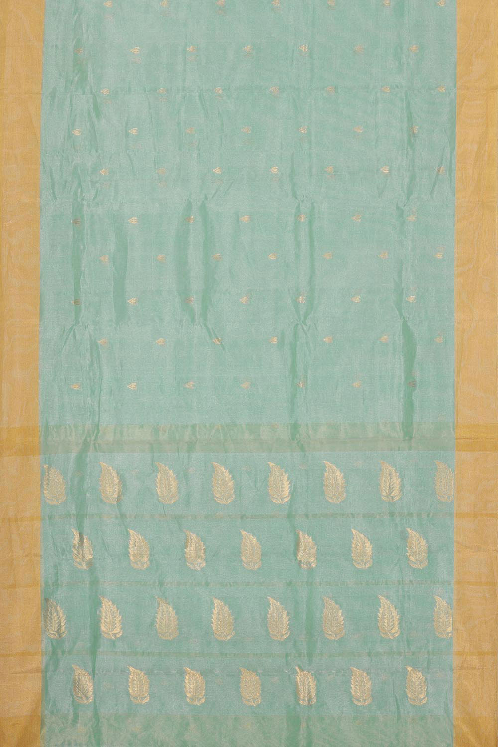 Collection of Chanderi Kora Silk Mint Green Saree in a gallery layout