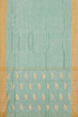 Collection of Chanderi Kora Silk Mint Green Saree in a gallery layout