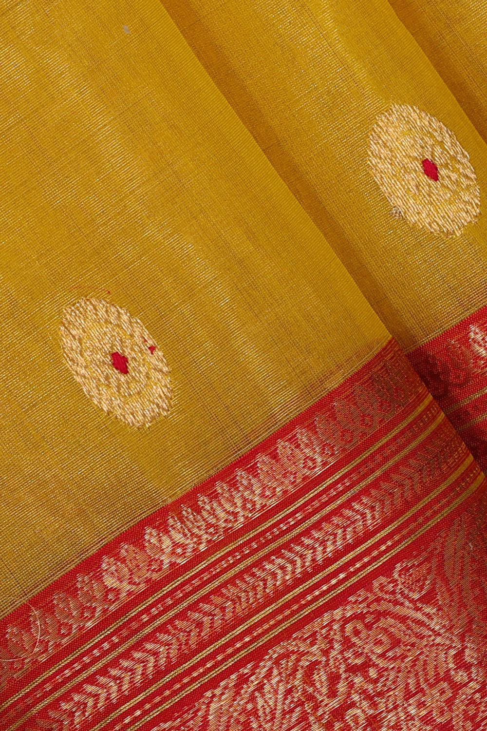 Collection of Chanderi Cotton Silk Yellow Saree in a gallery layout