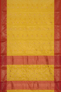 Collection of Chanderi Cotton Silk Yellow Saree in a gallery layout