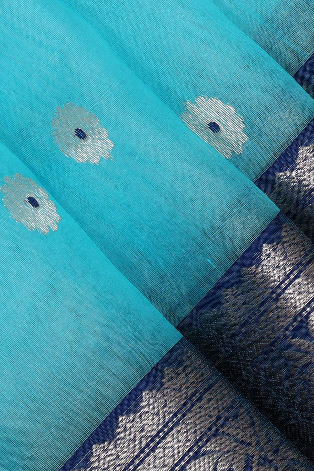 Collection of Chanderi Kora Silk Sky Blue Saree in a gallery layout