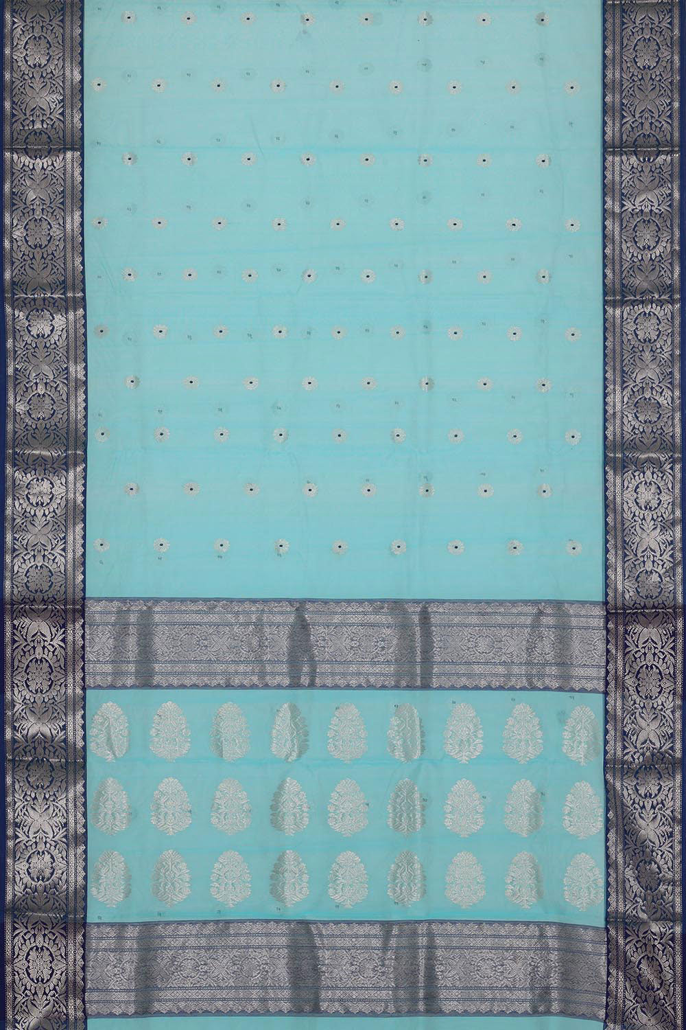 Collection of Chanderi Kora Silk Sky Blue Saree in a gallery layout