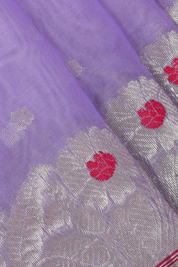 Collection of Chanderi Kora Silk Lavender Saree in a gallery layout