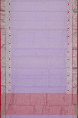 Collection of Chanderi Kora Silk Lavender Saree in a gallery layout