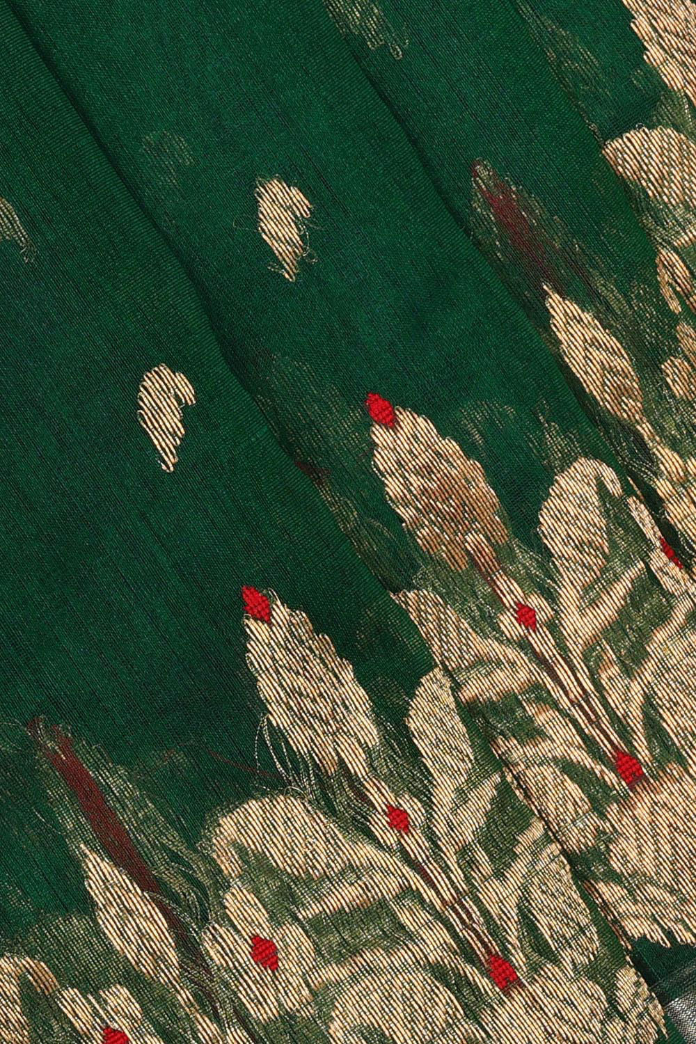 Collection of Chanderi Bottle Green Saree in a gallery layout