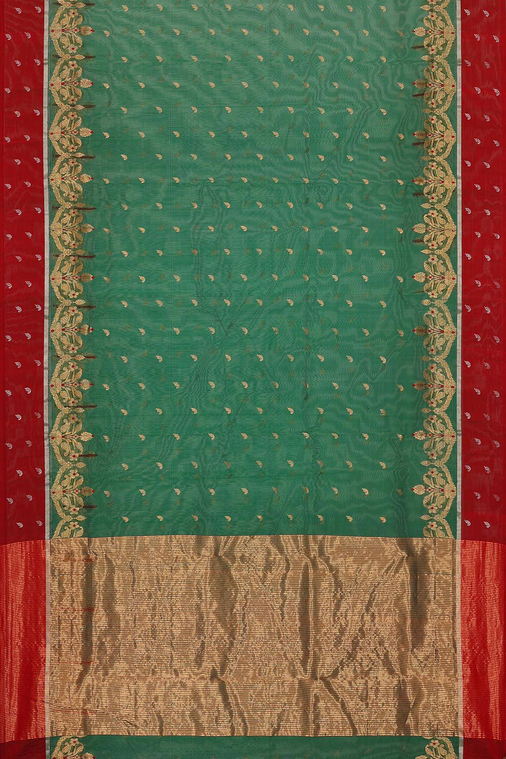 Collection of Chanderi Bottle Green Saree in a gallery layout