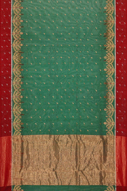 Collection of Chanderi Bottle Green Saree in a gallery layout