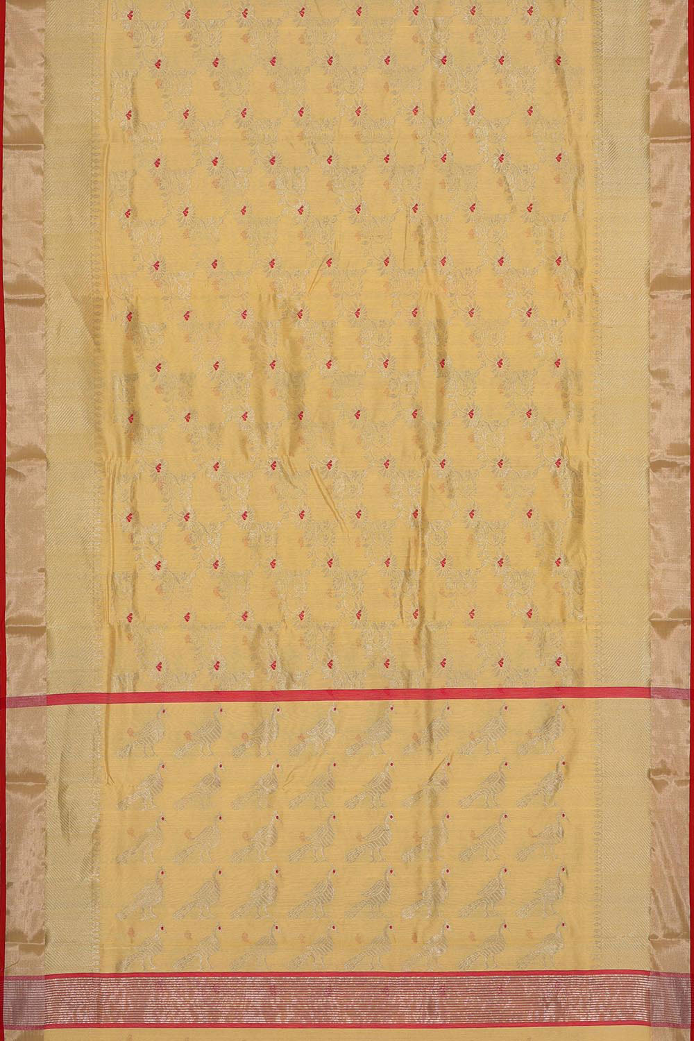 Collection of Chanderi Kora Silk Mustard Yellow Saree in a gallery layout