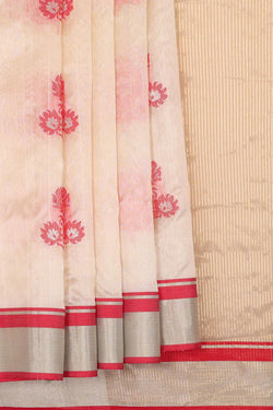 Collection of Chanderi Cream Colour Saree in a gallery layout