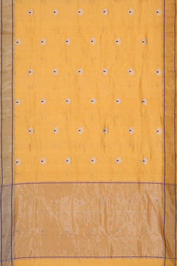 Collection of Chanderi Cotton Silk Saffron Yellow Saree in a gallery layout