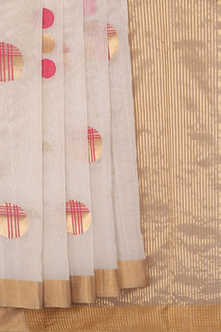 Collection of Chanderi Off-White Saree in a gallery layout