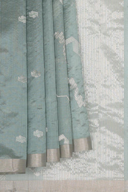 Collection of Chanderi Kora Silk Greenish Grey Saree in a gallery layout