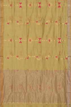 Collection of Chanderi Light Olive Green Saree in a gallery layout