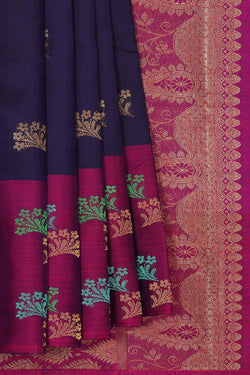 Image of Kanchipattu Navy Blue Brocade Saree