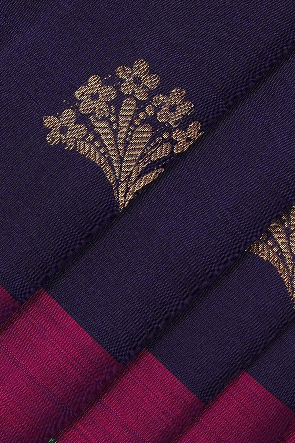 Kanchipattu Navy Blue Brocade Saree