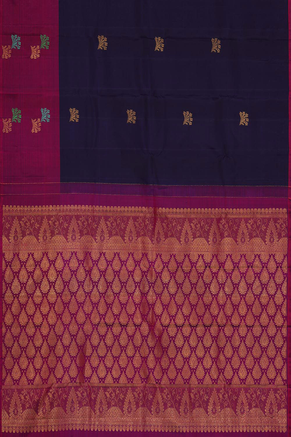 Kanchipattu Navy Blue Brocade Saree