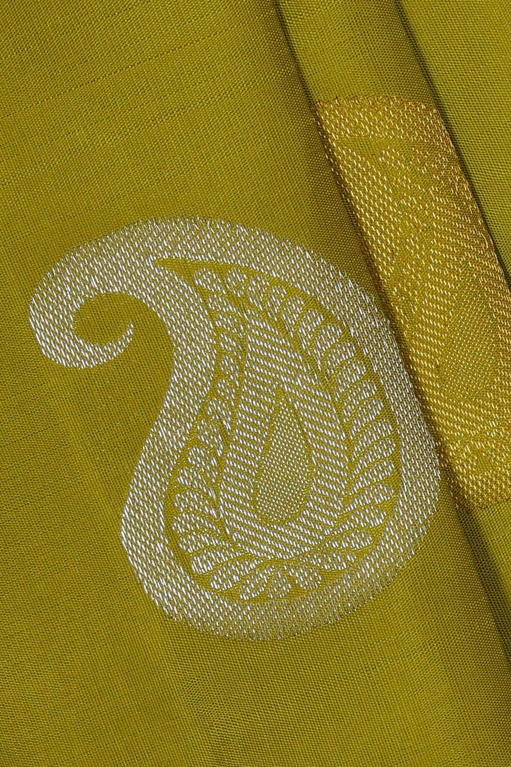 Kanchipattu Golden Green Brocade Saree