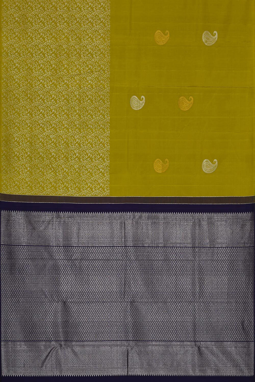 Kanchipattu Golden Green Brocade Saree