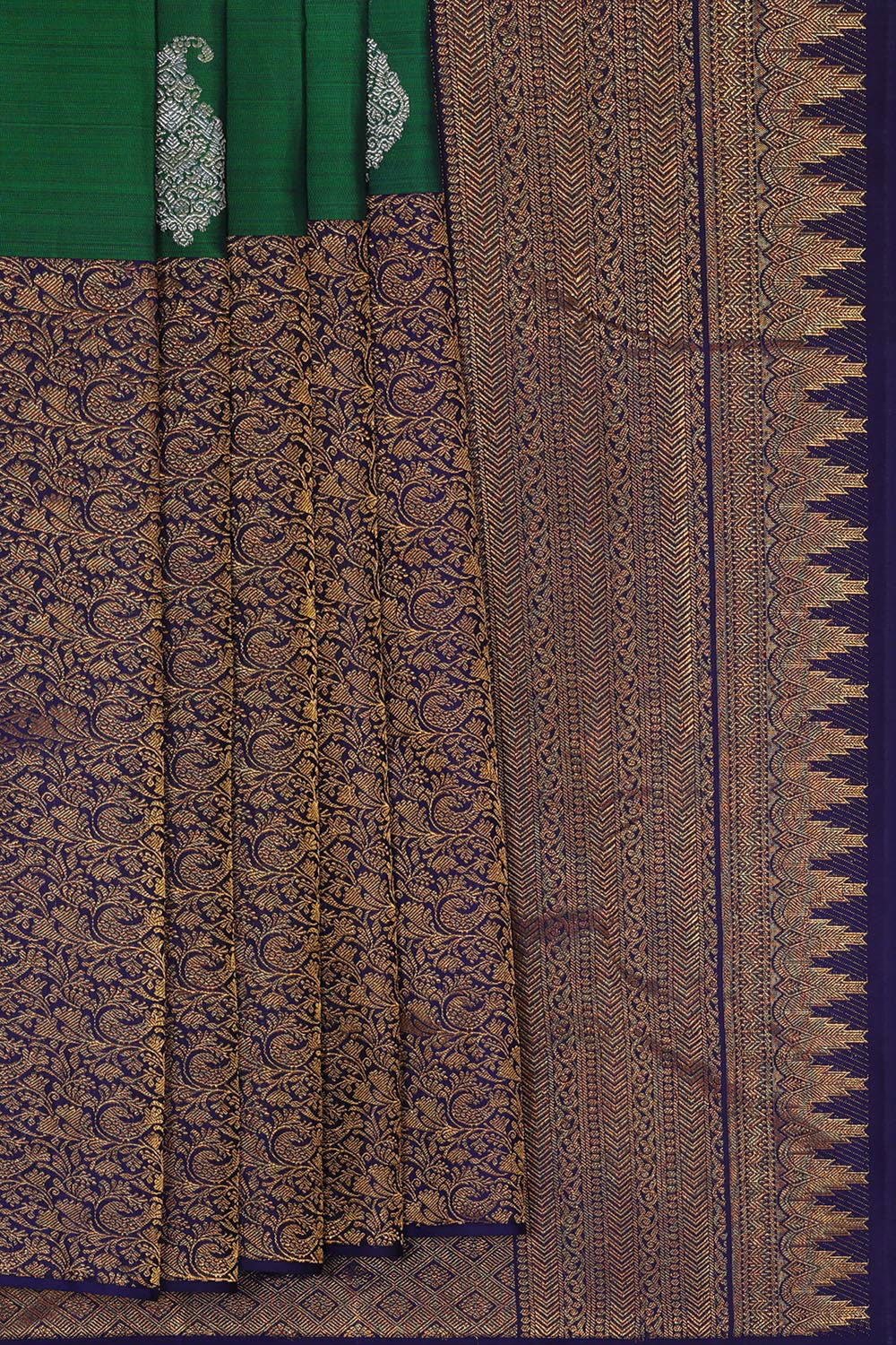 Kanchipattu Bottle Green Brocade Saree