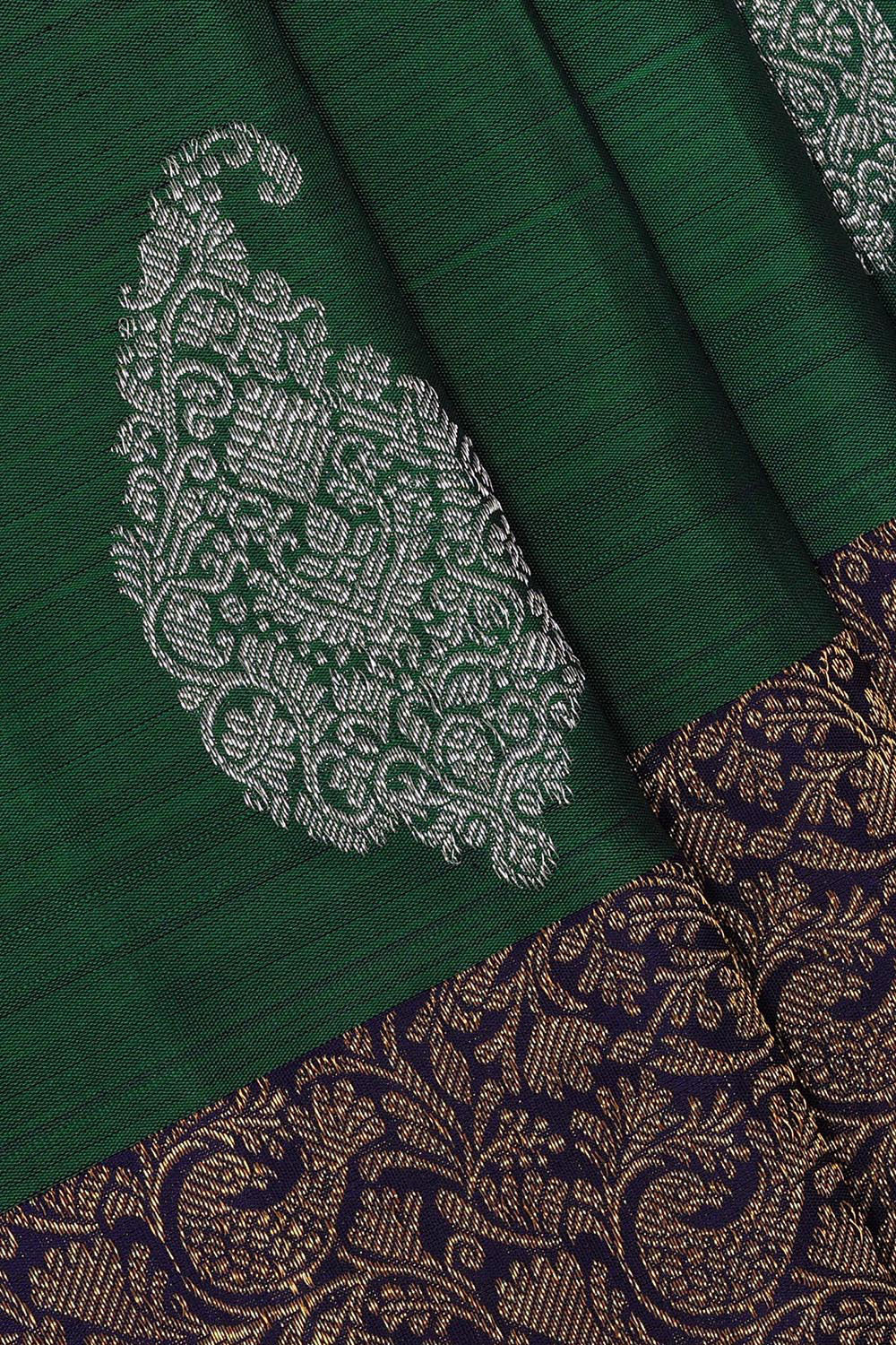 Kanchipattu Bottle Green Brocade Saree