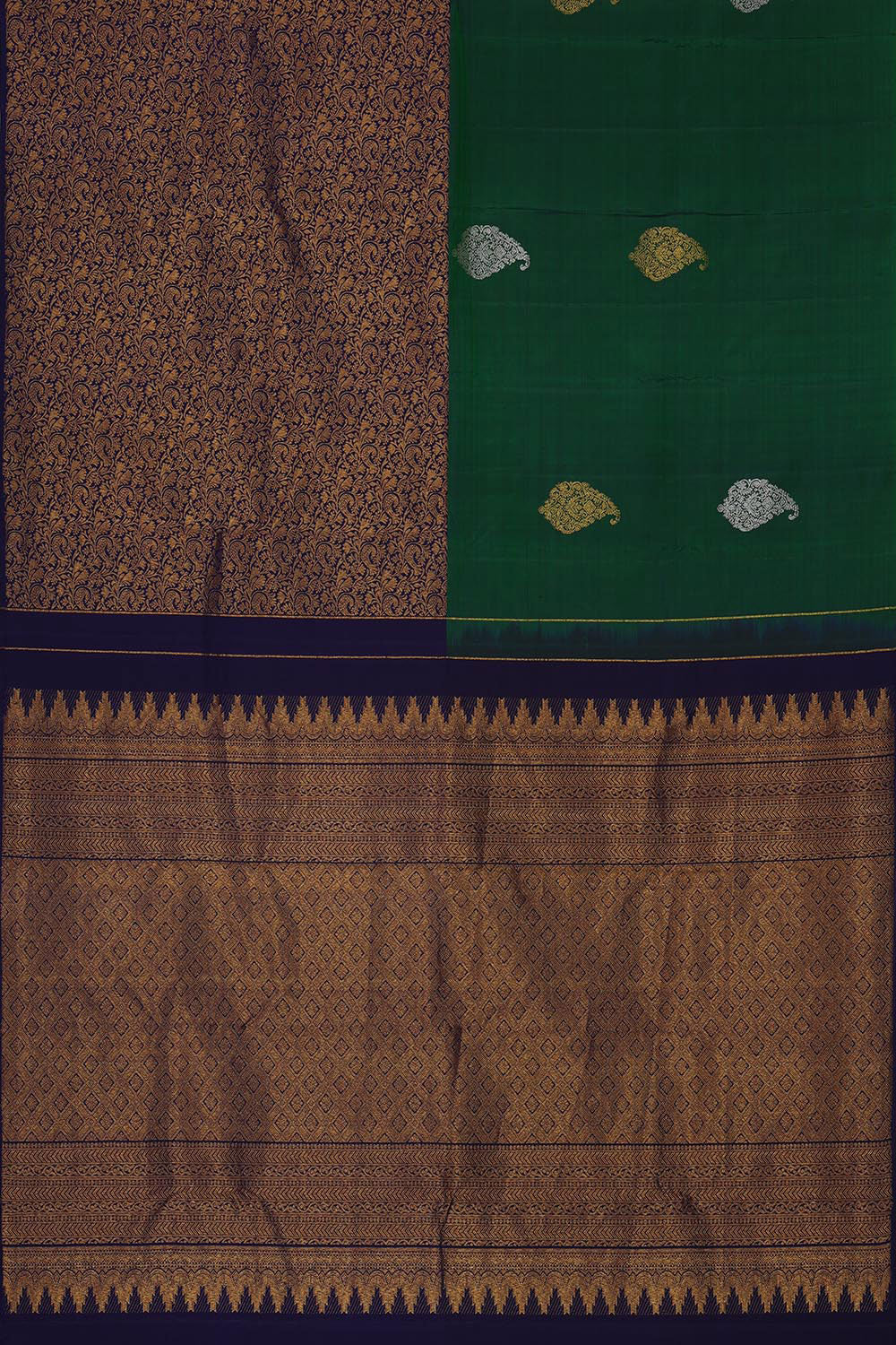 Kanchipattu Bottle Green Brocade Saree