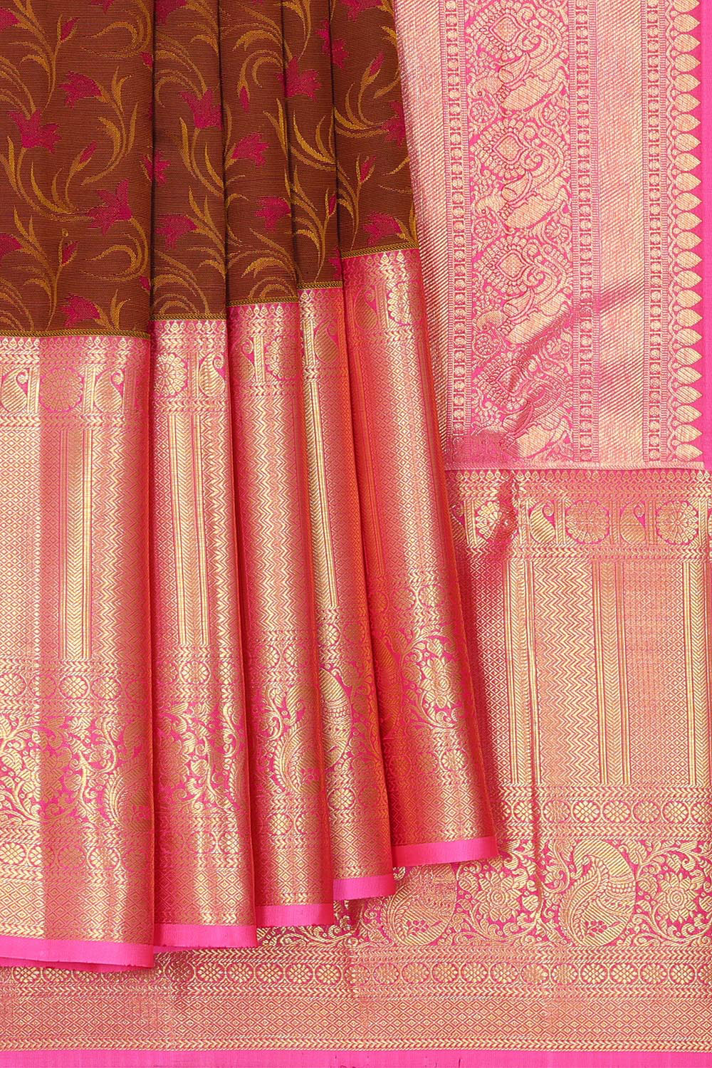 Kanchipattu Brown Brocade Saree