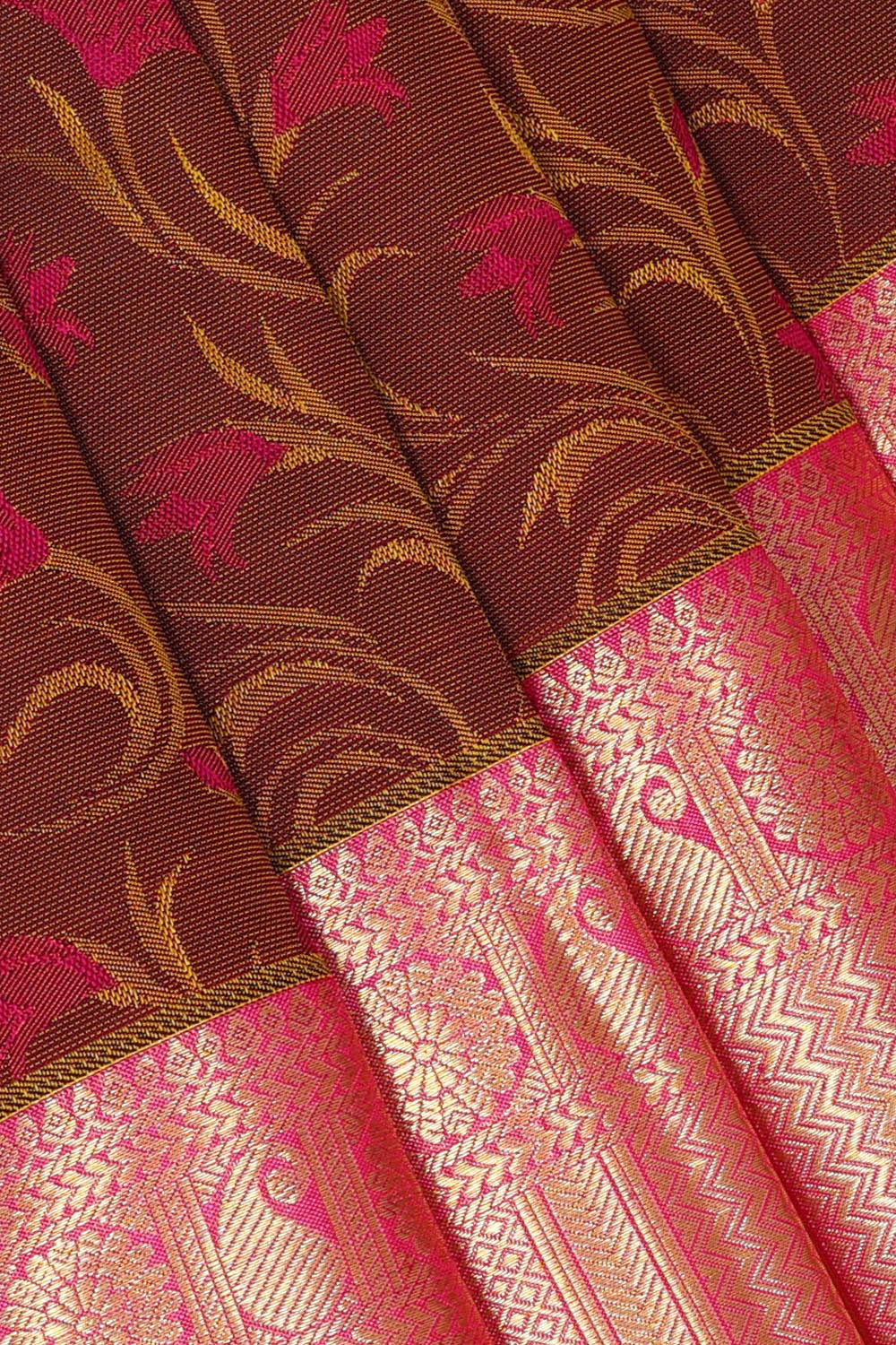 Kanchipattu Brown Brocade Saree