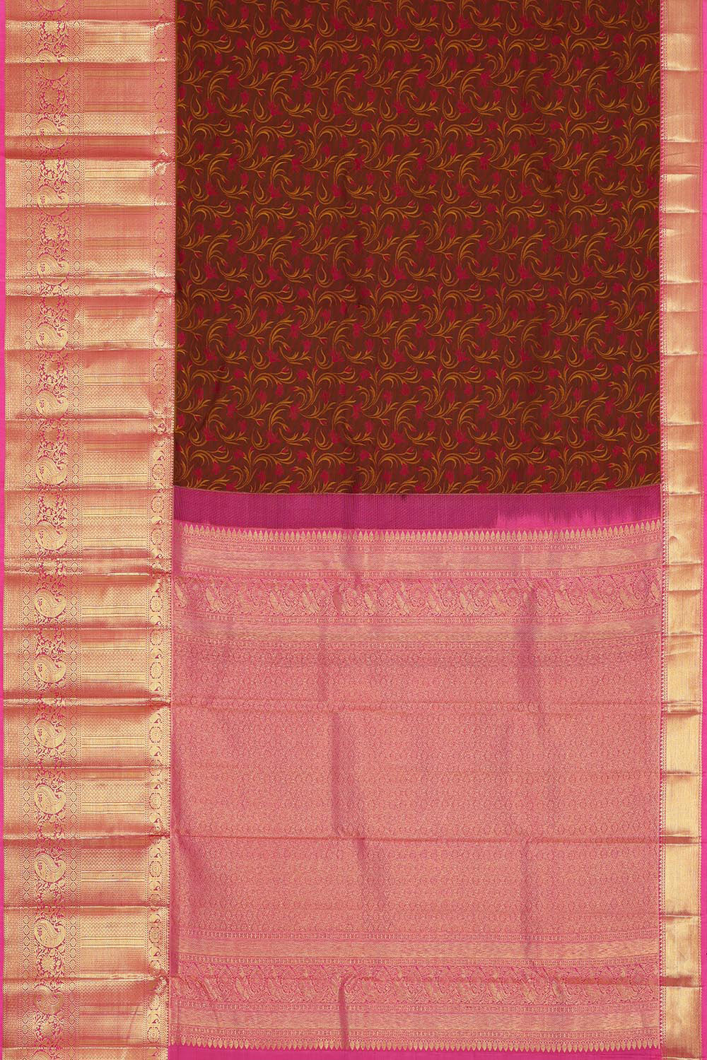 Kanchipattu Brown Brocade Saree