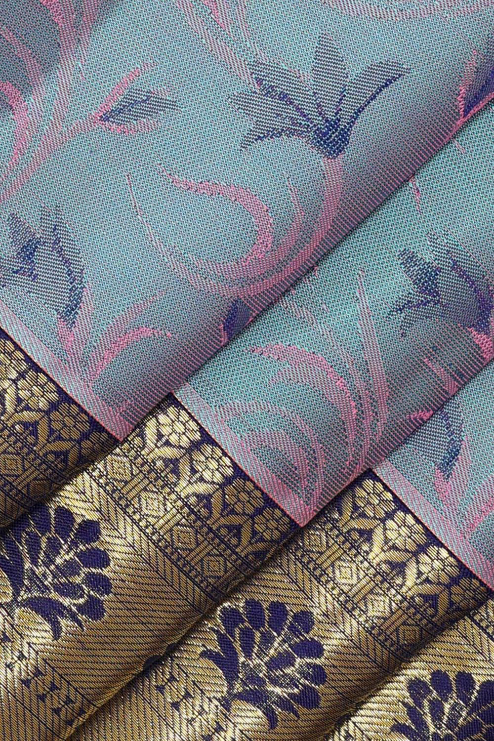 Kanchipattu Bluish Grey Brocade Saree