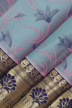 Image of Kanchipattu Bluish Grey Brocade Saree