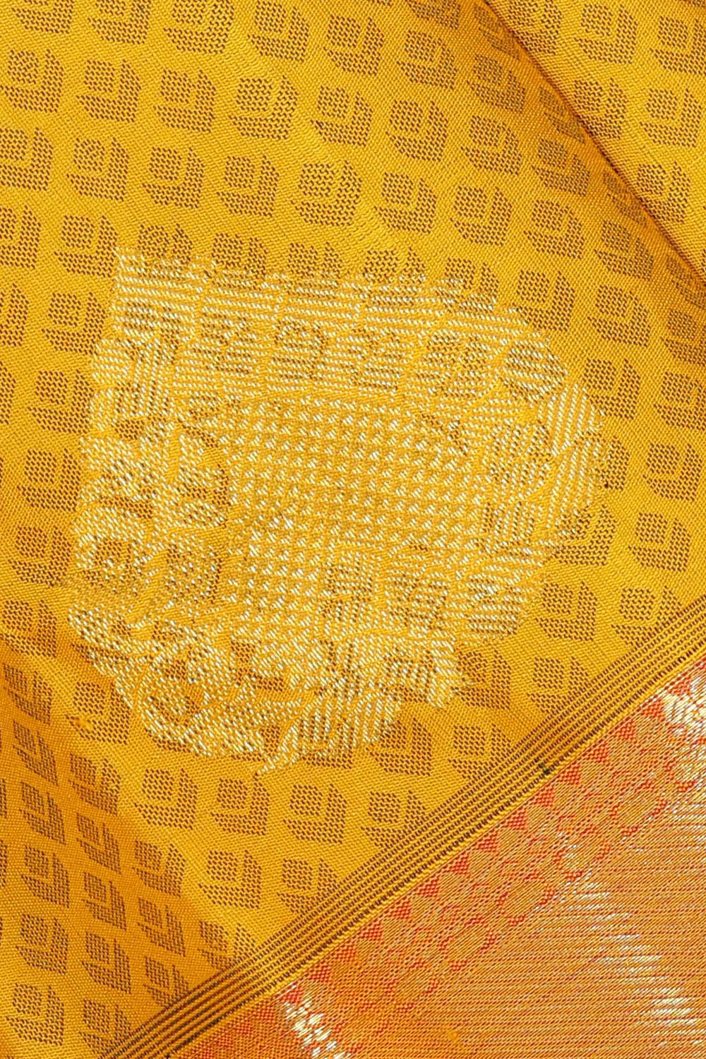 Kanchipattu Mustard Yellow Brocade Saree