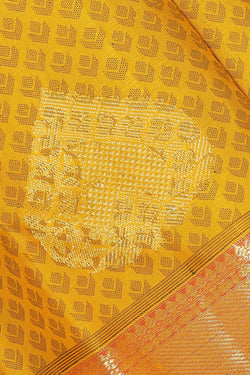 Image of Kanchipattu Mustard Yellow Brocade Saree