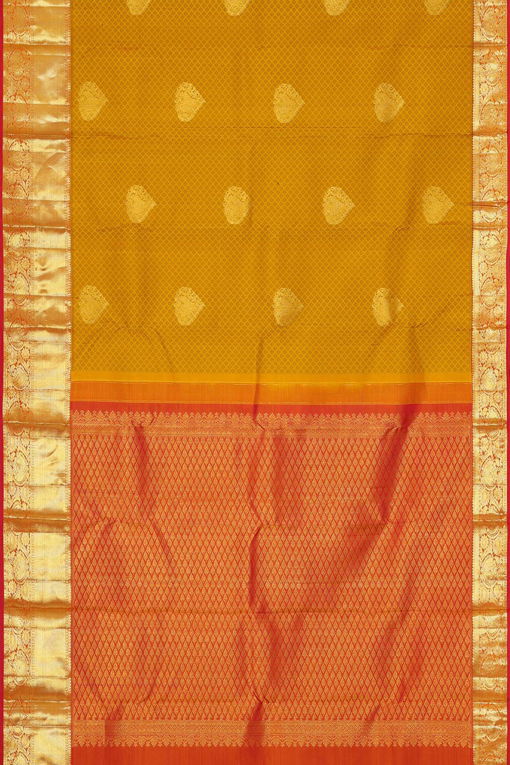 Kanchipattu Mustard Yellow Brocade Saree