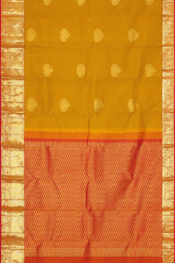 Image of Kanchipattu Mustard Yellow Brocade Saree