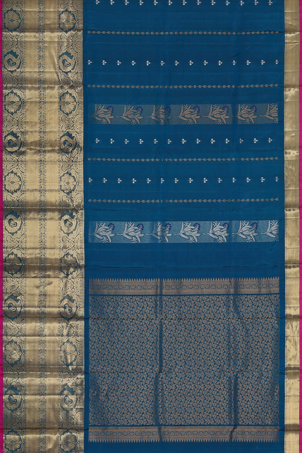 Kanchipattu Peacock Blue Brocade Saree