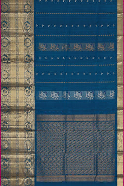 Image of Kanchipattu Peacock Blue Brocade Saree