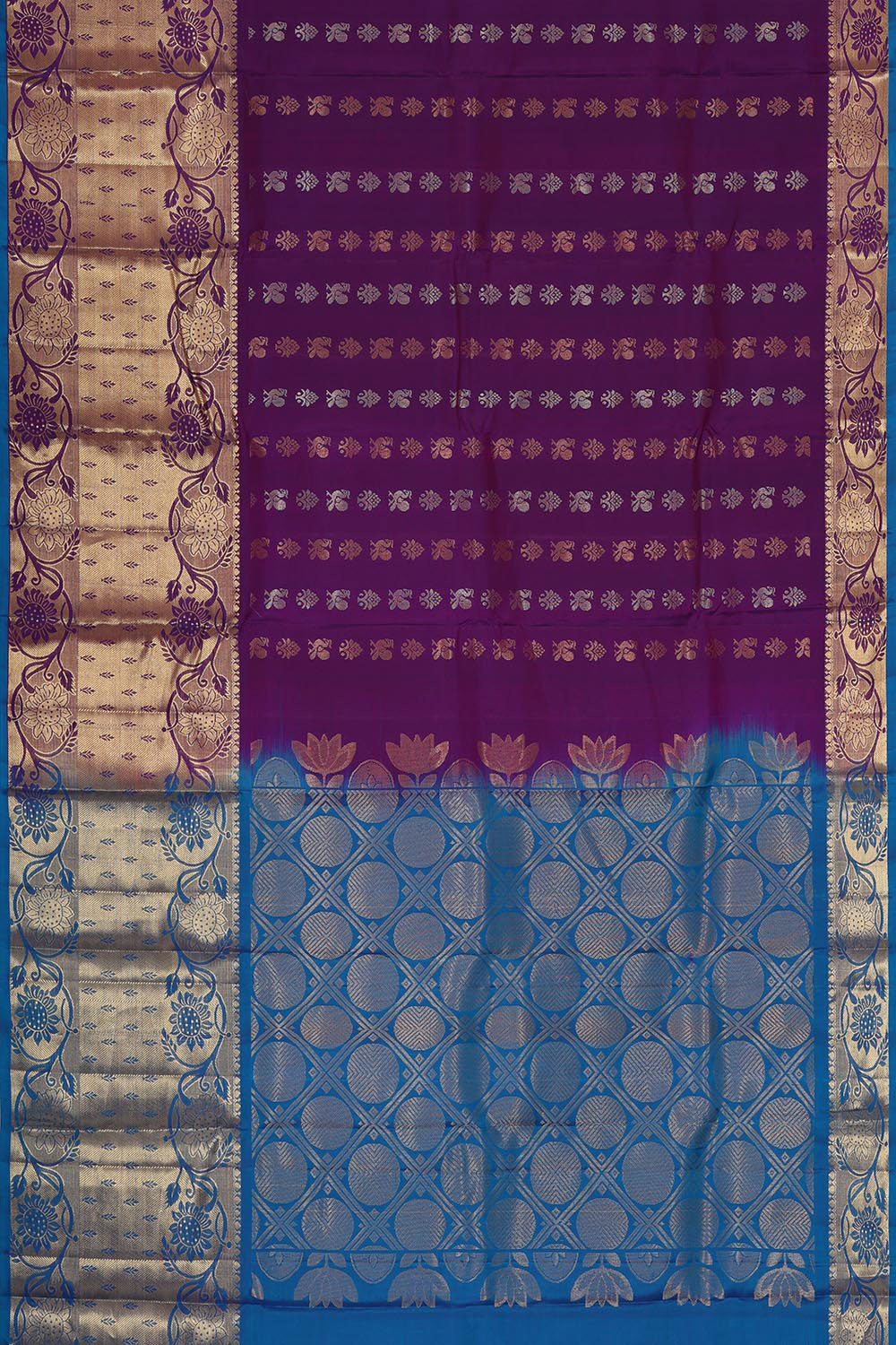 Collection of Kanchipattu Purple Brocade Saree in a gallery layout