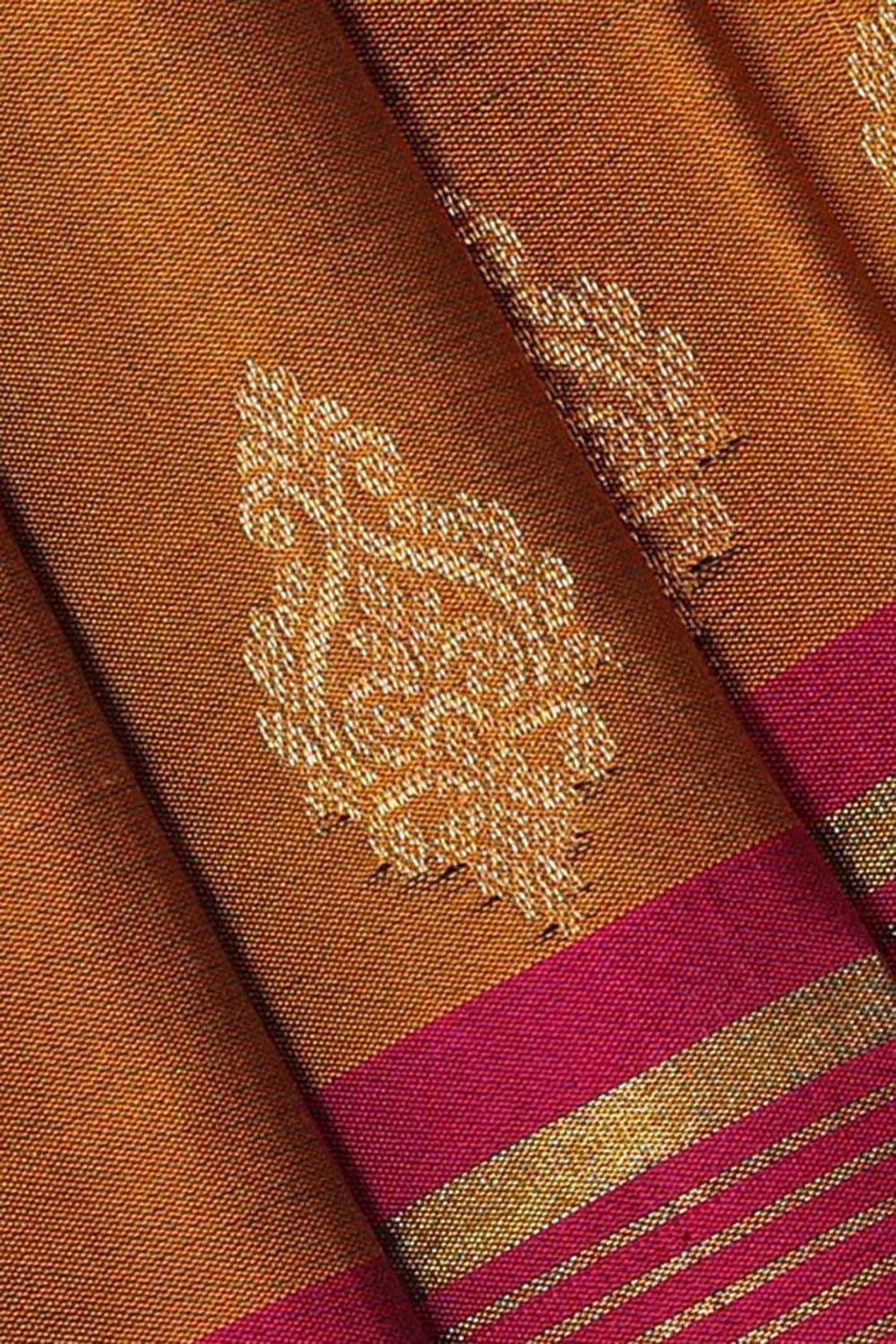 Mustard Brown Silk Saree