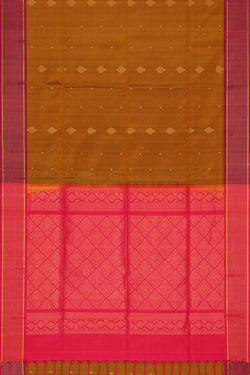 Image of Mustard Brown Silk Saree