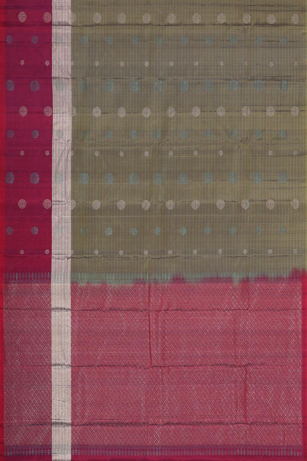 Image of Kanchipattu Olive Green Brocade Saree