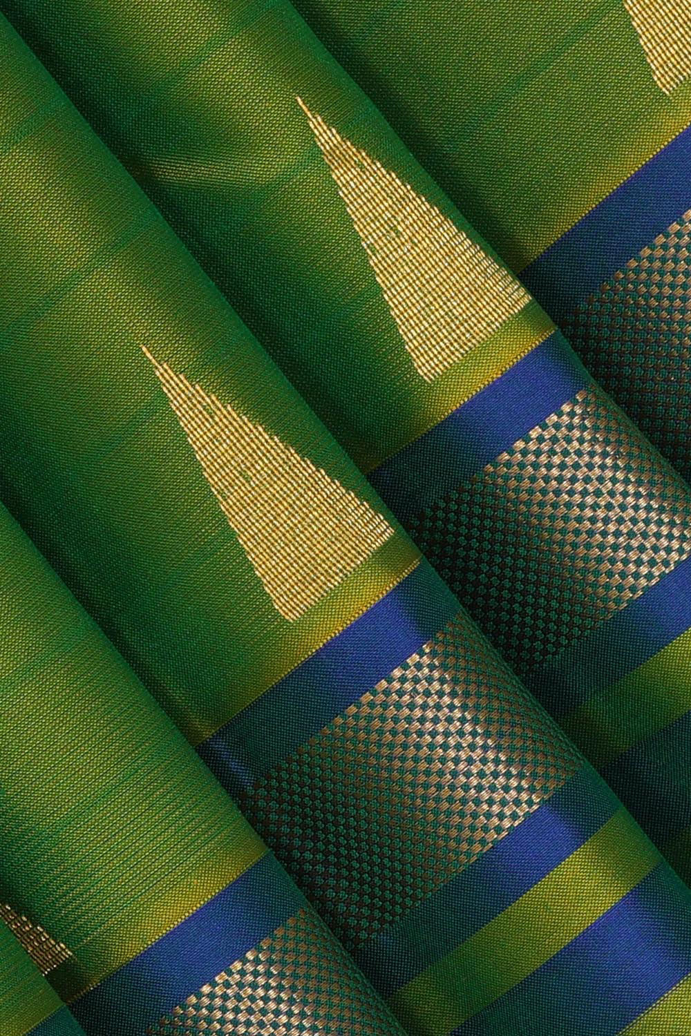 Dark Parrot Green Silk Saree