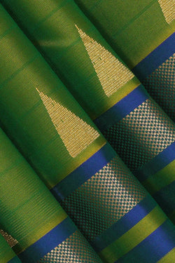 Image of Dark Parrot Green Silk Saree