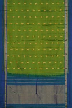 Image of Dark Parrot Green Silk Saree