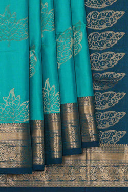 Image of Manipur Silk Dark Sea Green Saree