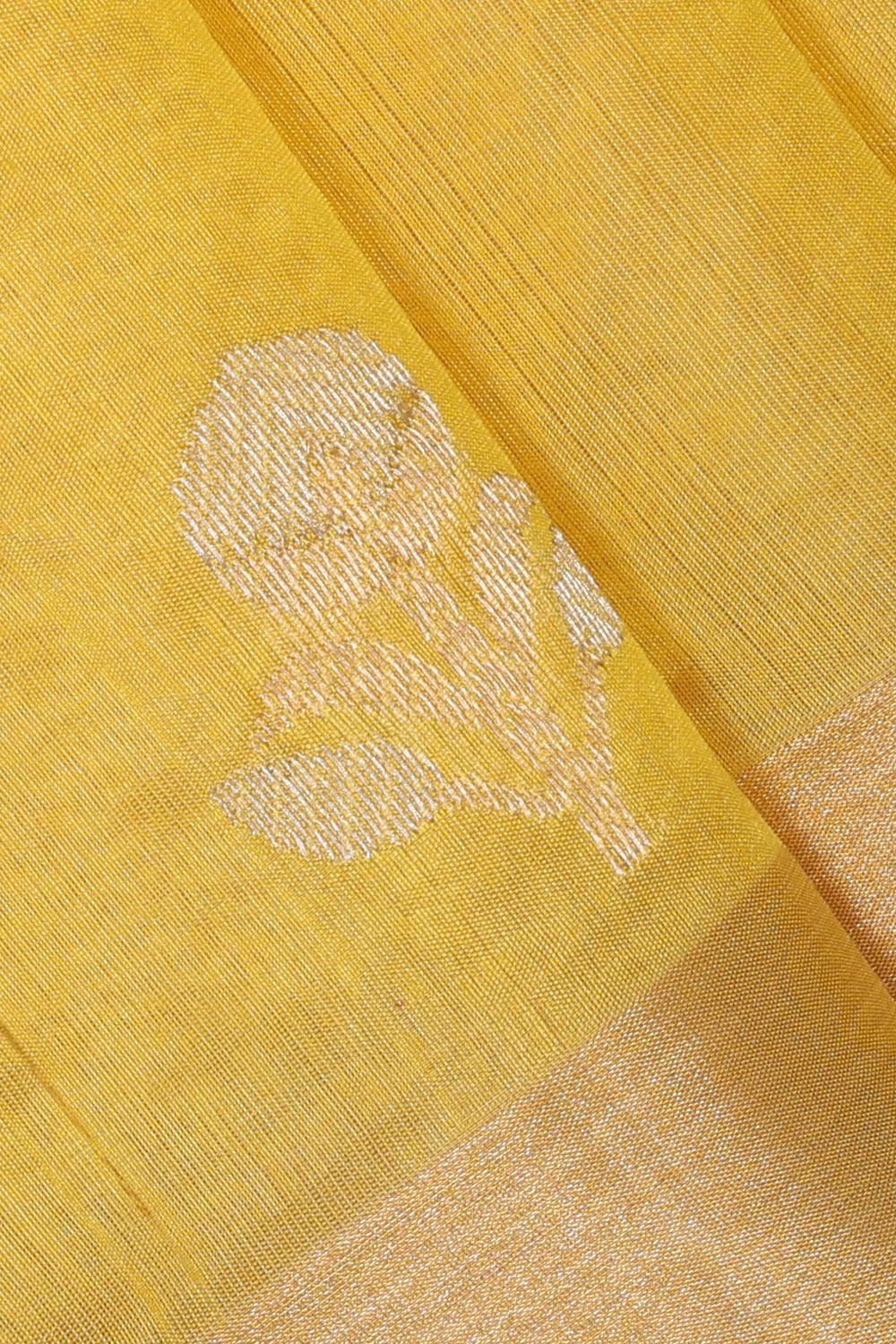 Chanderi Cotton Silk Lemon Yellow Saree