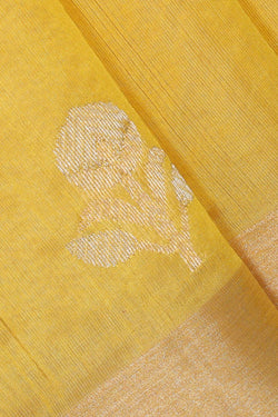 Image of Chanderi Cotton Silk Lemon Yellow Saree