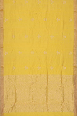 Image of Chanderi Cotton Silk Lemon Yellow Saree