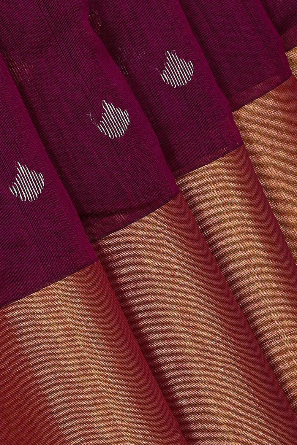 Collection of Chanderi Cotton Silk Deep Wine Saree in a gallery layout