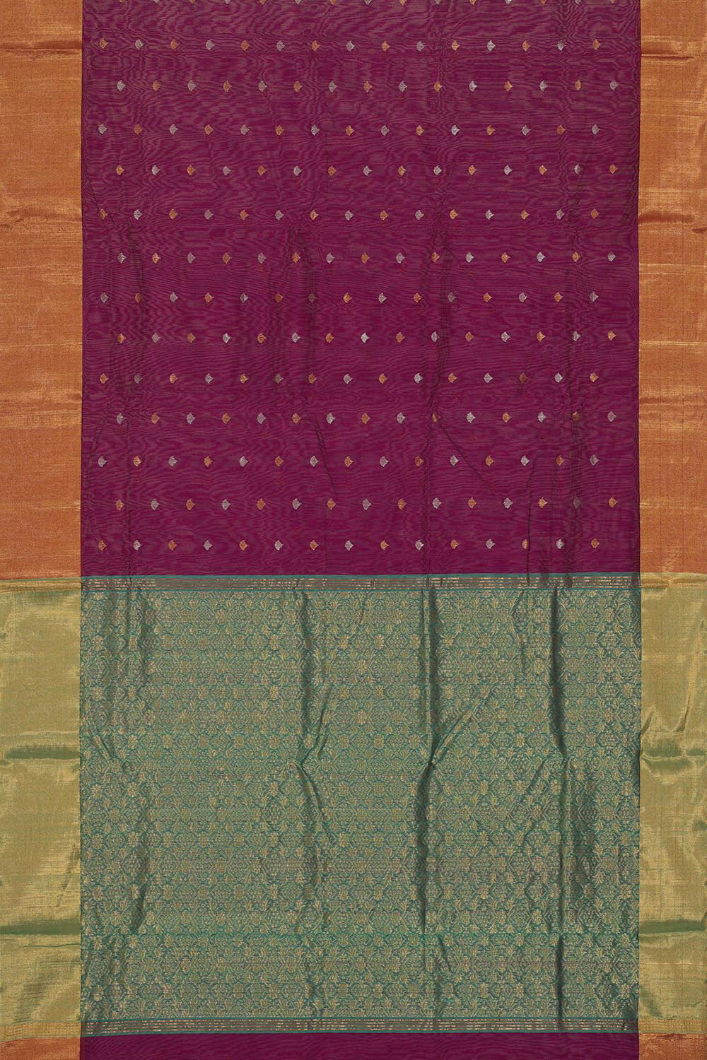 Collection of Chanderi Cotton Silk Deep Wine Saree in a gallery layout