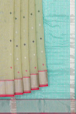 Collection of Chanderi Cotton Silk Pista Green Saree in a gallery layout